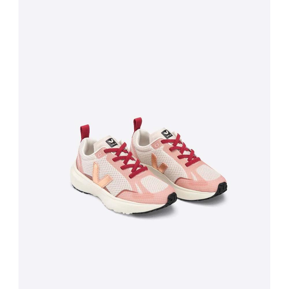 Veja CANARY ELASTIC LACE Løpesko Barn Beige/Pink | NO 720XYU